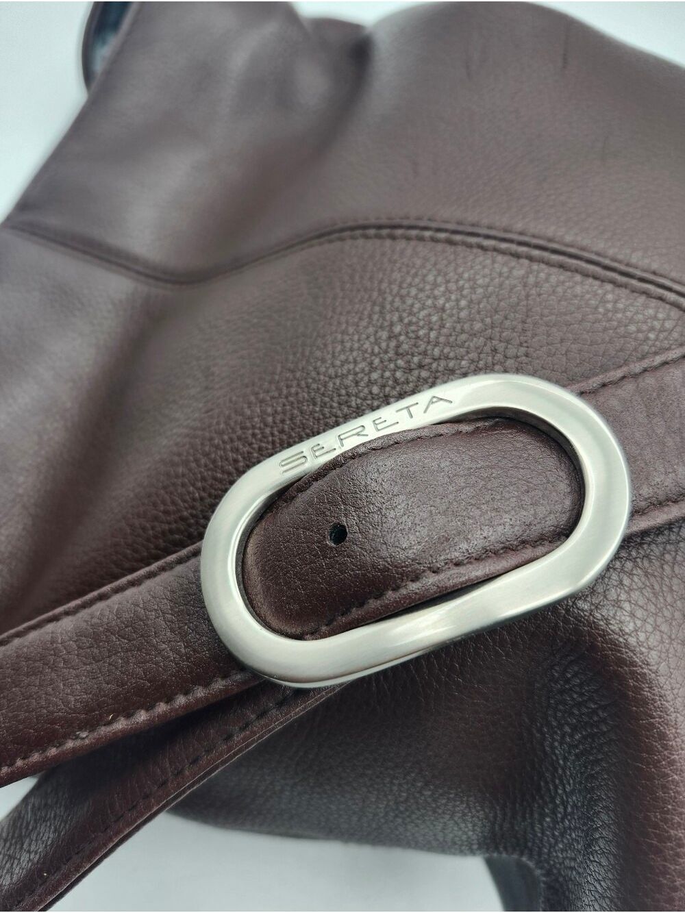 Slouchy Leather Crossbody Bag in Dark Brown - Picture 6 of 10